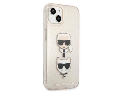 Karl Lagerfeld Hard Case - Luxusn� ochrann� kryt (obal) pre IPHONE 13 MINI Glitter Karl`s & Choupette (KLHCP13SKCTUGLGO) gold (zlat�)